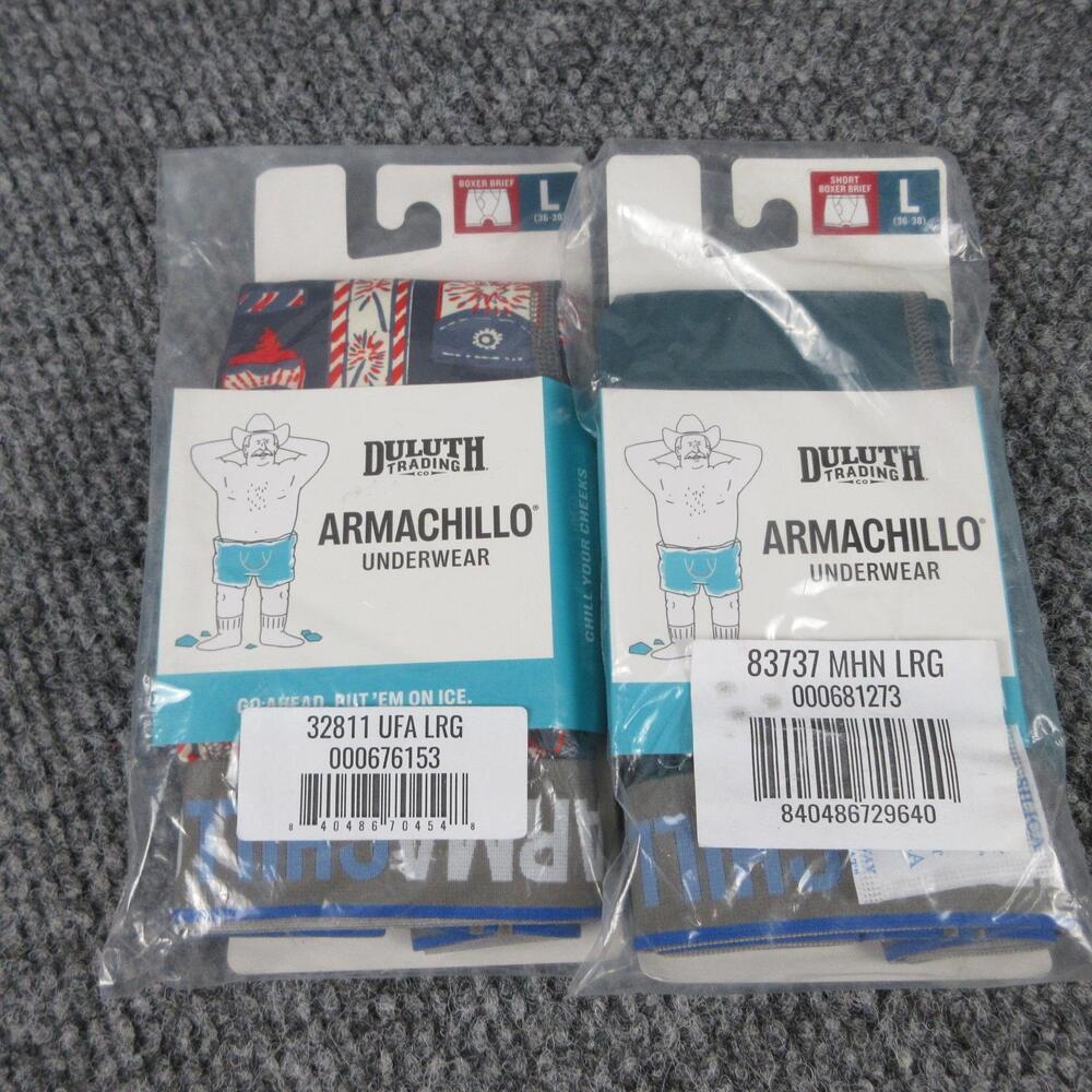 Duluth Trading Boxer Briefs Mens L Multicolor Armachillo Cooling 2 Pack NWT